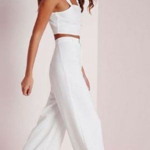 MISSGUIDED Crepe Wide Leg Capri Culotte Ivory Sz 4